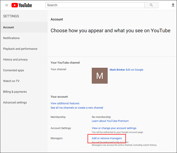 Adding managers to your YouTube channel - part 2
