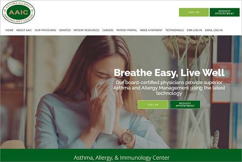 Allergy and Immunology Website Example
