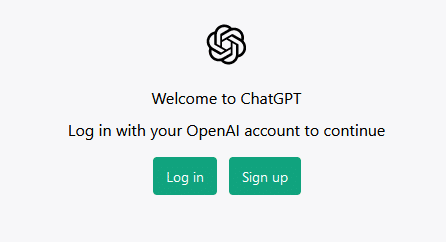 ChatGPT login screen.