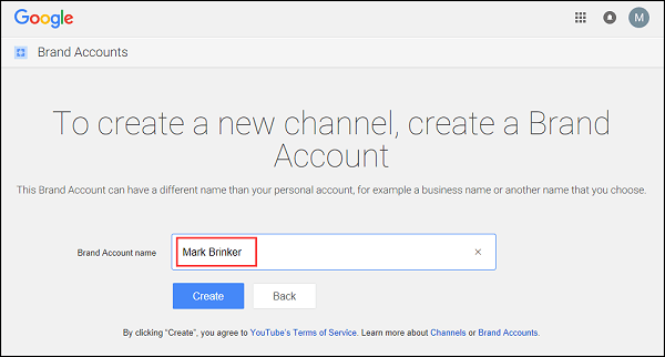 Create  Channel with Google Workspace Account - Google