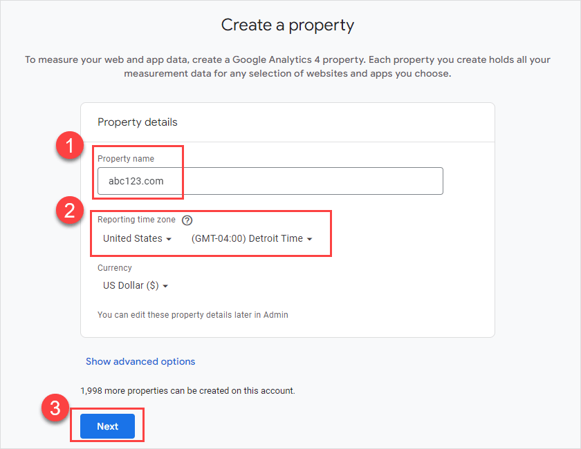 Manually create your GA4 property.