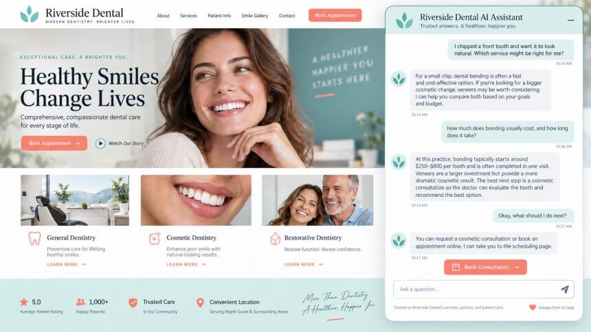 A properly trained AI website assistant turns a static website into something much more useful, dynamic, and interactive.