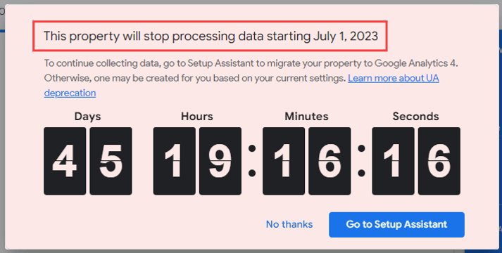 Google Analytics is shutting down on July 1, 2023.
