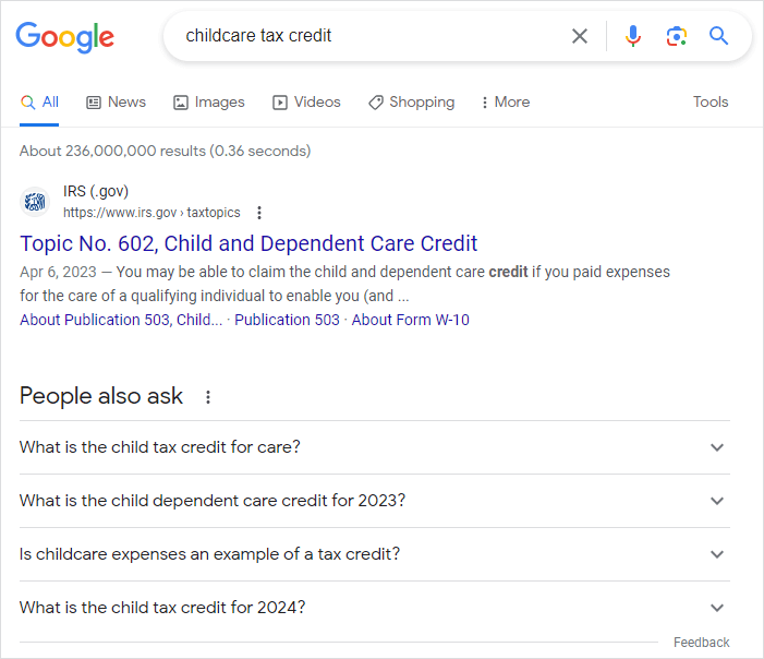 Google search: People also ask