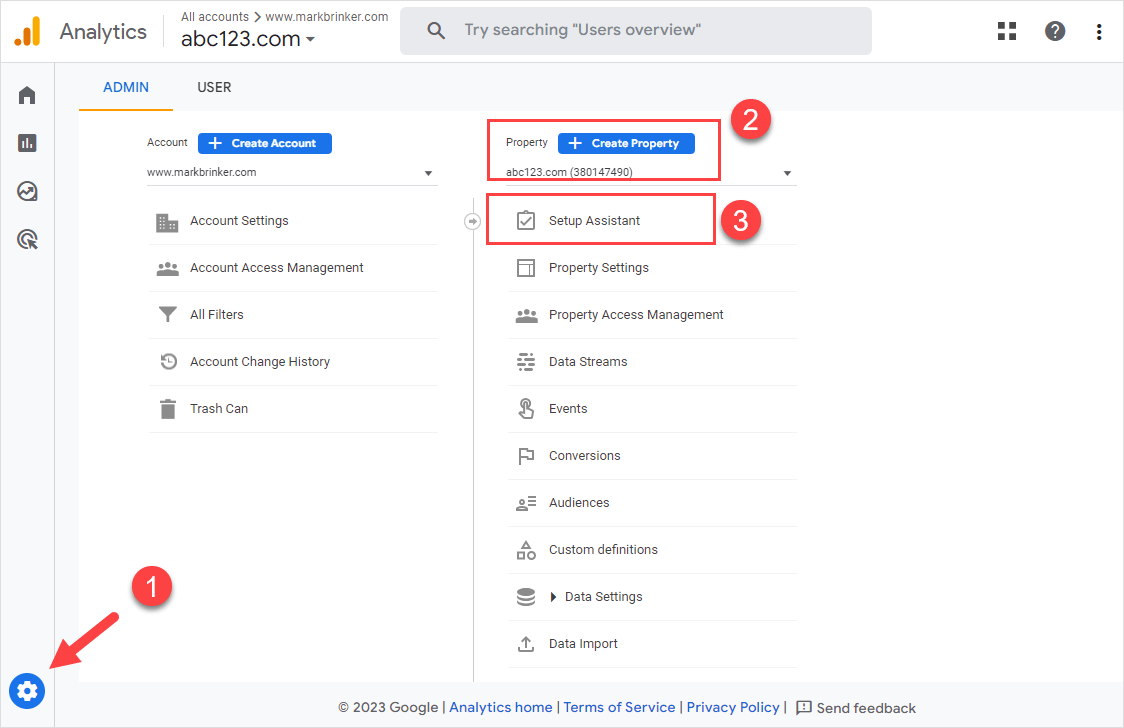 Google Analytics Setup Assistant.